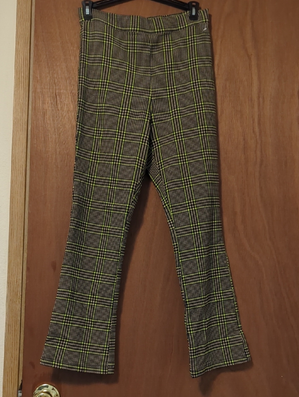 Urban Outfitters Neon Yellow Plaid Ankle Pants
